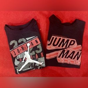 2 Boy’s Small 8-10 Black Air Jordan Jump Man T shirts GUC